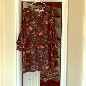 Dark green floral dress- new